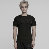 WT-999TDM Mens Double Pocket Buckle Strap Punk T-Shirts